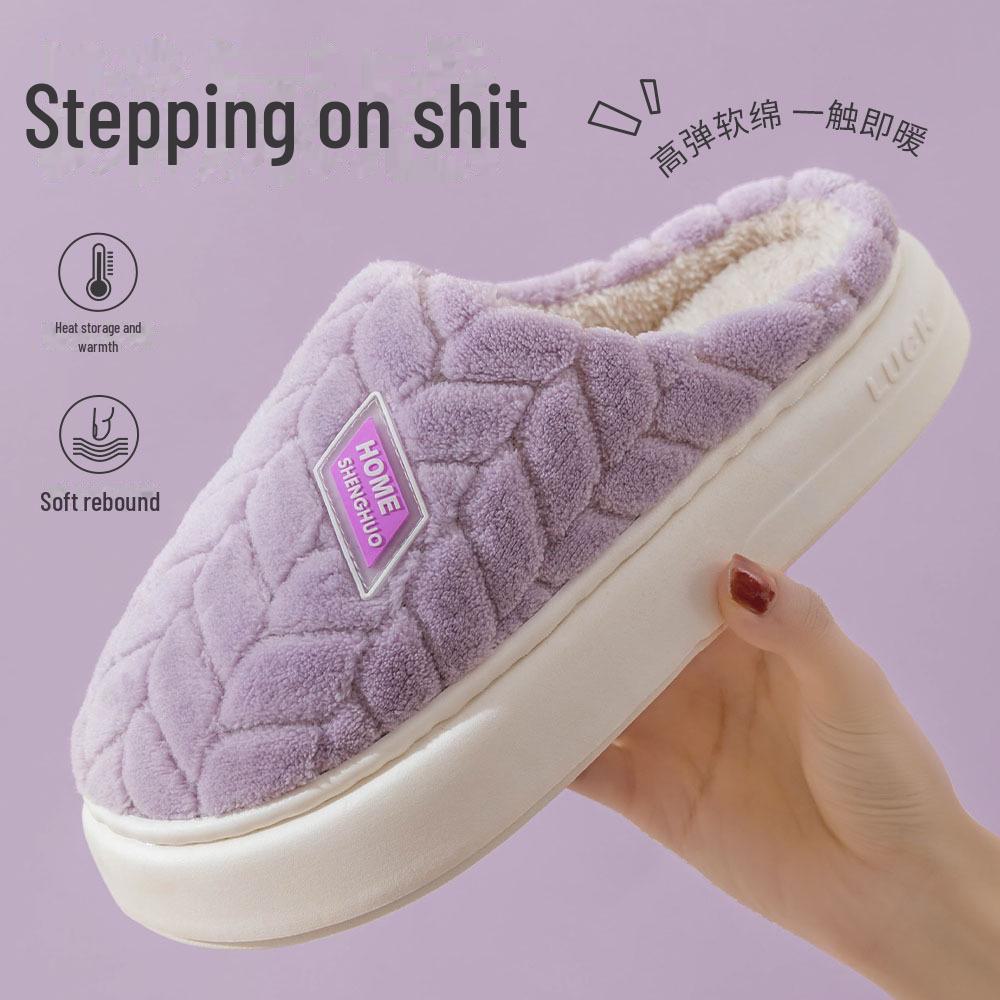 Женские плюшевые хлопковые зимние тапочки — толстые и теплые для использования на открытом воздухе, бесплатная доставка для мужчин
