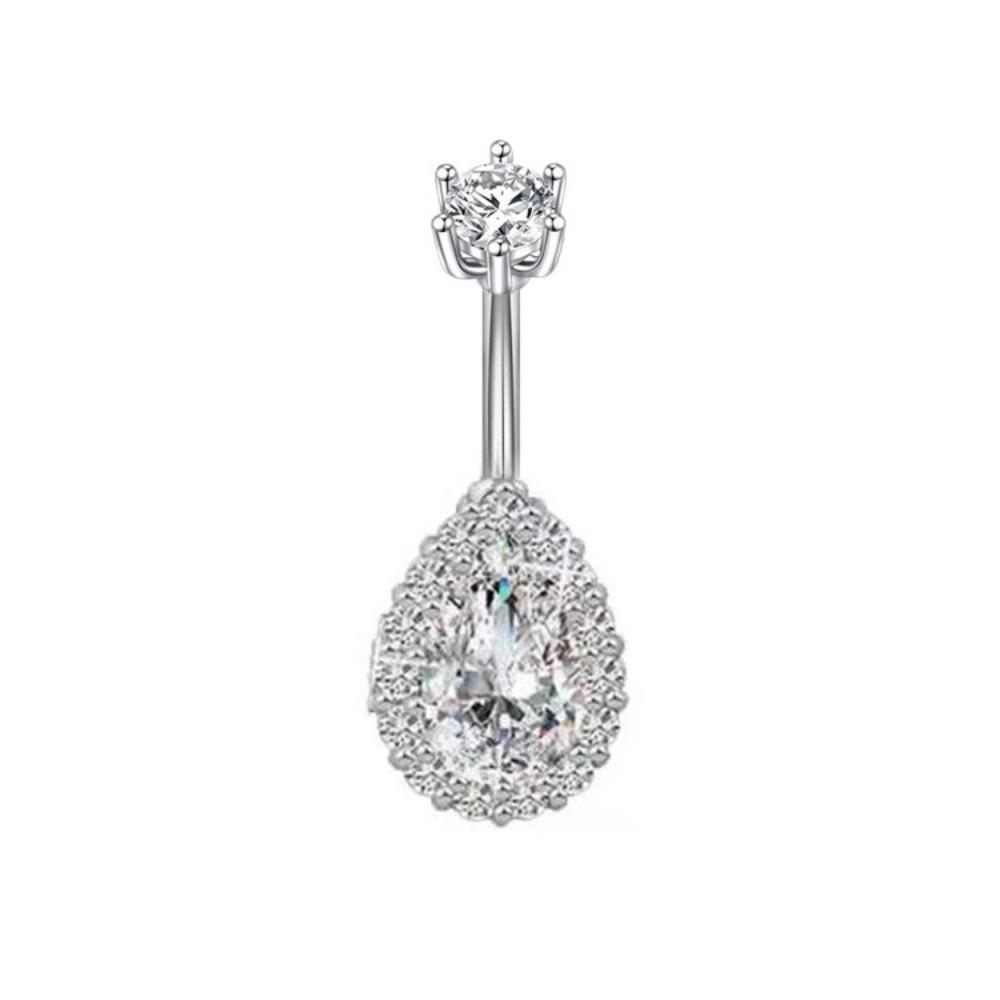Stainless Steel Zircon Navel Ring Colorful Body Piercing Jewelry Fashion Belly Button Ring  Girl