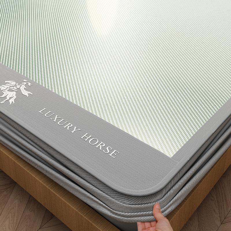 Machine Washable 3-Piece Ice Silk Cooling Mat Set with 2 Pillowcases, Breathable Summer Bed Sheet for Home Dorm, Soft Fitted Sheet
