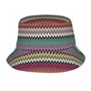 Colorful Zig Zag Chevron Bucket Hats for Unisex Women Print Bohemian Geometric Summer Travel Beach Bohemian Geometric Fisherman Cap