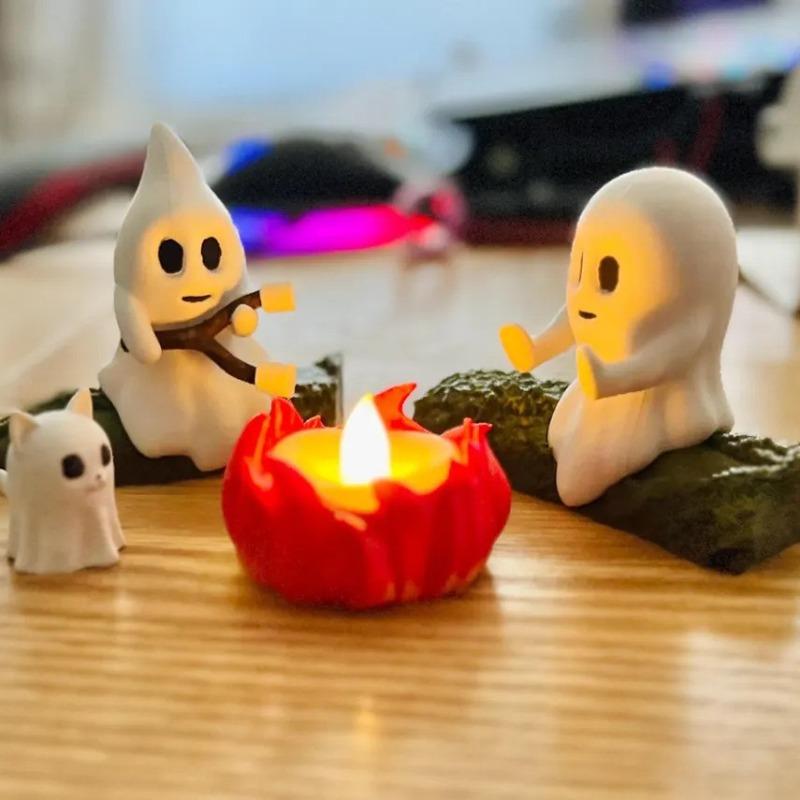 Ghost Campfire Gathering Ghost Campfire Party Resin Ornament Halloween Decoration