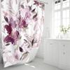 Mauve Floral Shower Curtain, Watercolor Flower Shower Curtain for Bathroom, Modern Abstract Ink Decorative Fabric Shower Curtain