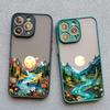 Чехол для телефона с лесным пейзажем и горной рекой Для iphone 16 15 14 13 12 11 Pro Max Mini Plus X XR XS 7 8 Ударопрочный чехол