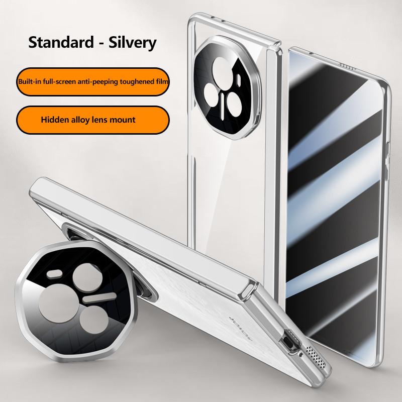 Electroplated Hinge Transparent Phone Case for Honor Magic V3 Metal Lens Holder with Tempered Film Shockproof Holder Business Cover