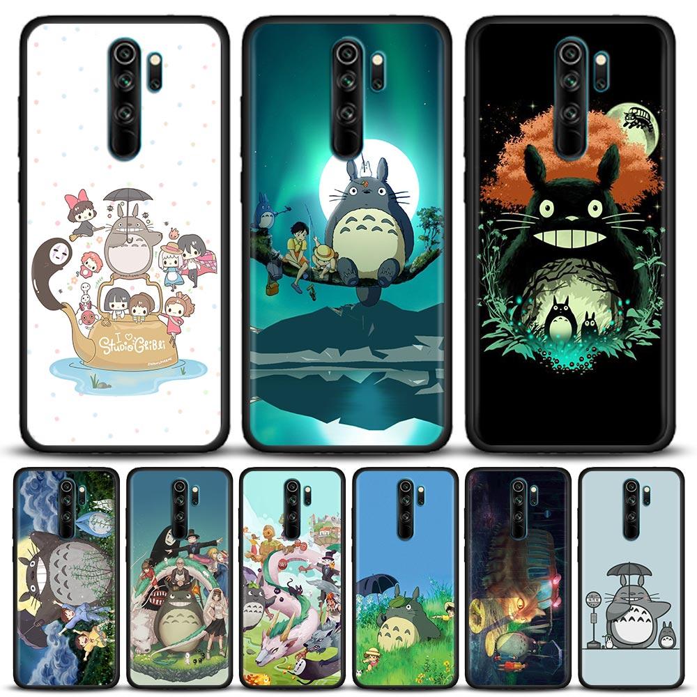 Милый чехол для телефона Studio Ghibli Тоторо Миядзаки с аниме для Xiaomi Redmi Note 9 9T 10 11 11E 8 7 Poco M3 M4 Pro 5G, черные чехлы