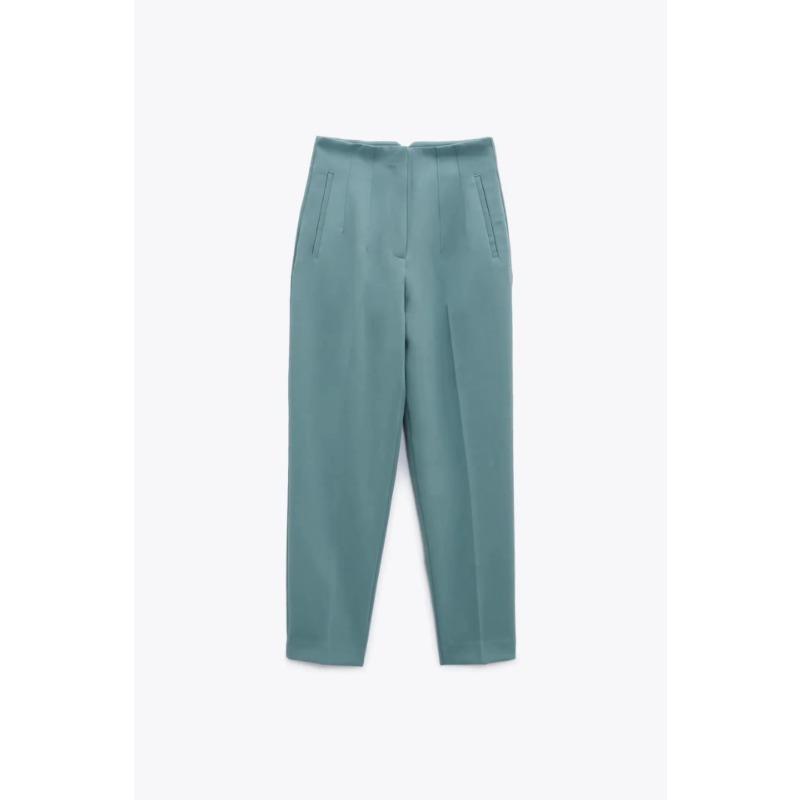 Женские брюки, тонкие и тонкие однотонные плиссированные микроэластичные формальные прямые брюки, повседневные брюки