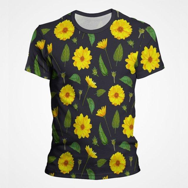 Модные футболки с 3D-принтом подсолнуха, мужские футболки с коротким рукавом и круглым вырезом, модные мужские уличные рубашки
