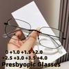 Новые стильные металлические очки с квадратной оправой для пресбиопии с защитой от синего света, унисекс, высокой четкости, для чтения, диоптрии от 0 до +4.0