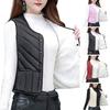 Women Vest Coat Padded Solid Color Sleeveless Thick Soft Slim Fit Single-breasted Cardigan V Neck Windproof Warm Waistcoat