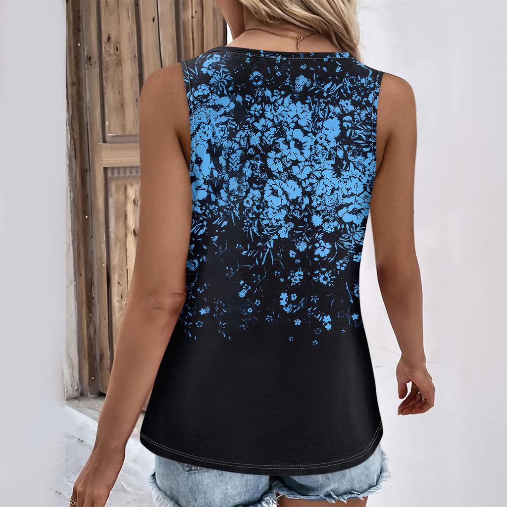 Летние женские топы на бретелях с v-образным вырезом, повседневные рубашки без рукавов с принтом, повседневные свободные плиссированные футболки, футболки, женская блузка