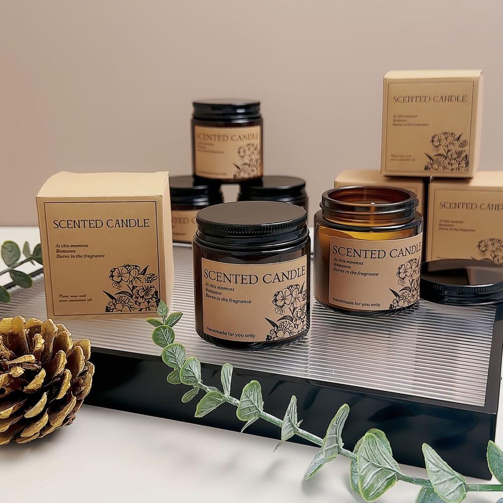 Hot Soy Wax Aromatherapy Candle Tea Color Glass Cup Without Home Incense Souvenir Gift