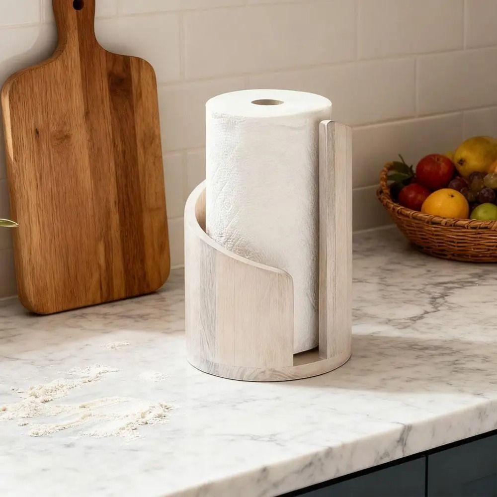 Countertop Design Wooden Paper Towel Holder Freestanding Base Freestanding Paper Roll Holder Home