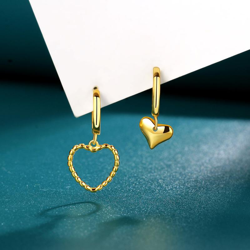 Korean Version of Tremella Buckle Temperament Earrings Asymmetrical Love Stud Earrings Niche Design Versatile Earrings Women