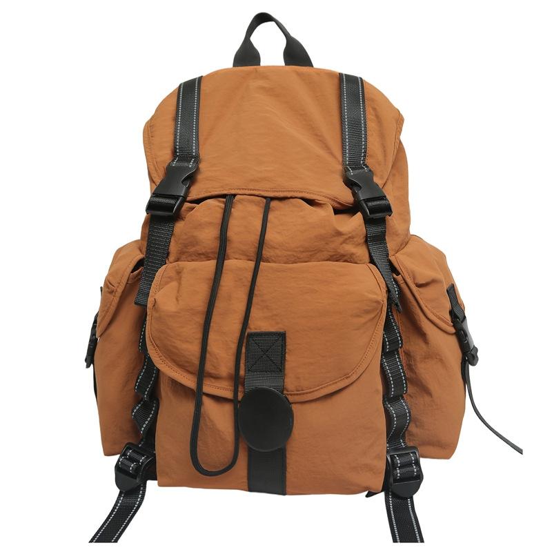 Schoolbag Casual Simple Large Capacity Drawstring Flip Outdoor Lightweight Backpack Travel Mountaineering Computer Backpack Student School Bag