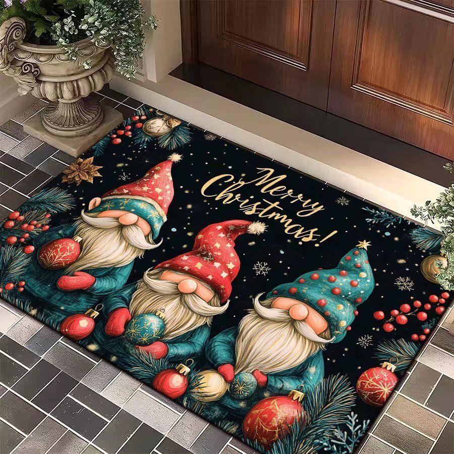 Weihnachtsteppich, Fußmatte für den Eingangsbereich, Rote Fußmatte mit Weihnachtsmann, 3D-Fußmatte für den Eingangsbereich