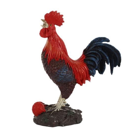 Crowing Rooster Figurine Chinese Style Cock Resin Statue Farm Animal Sculpture