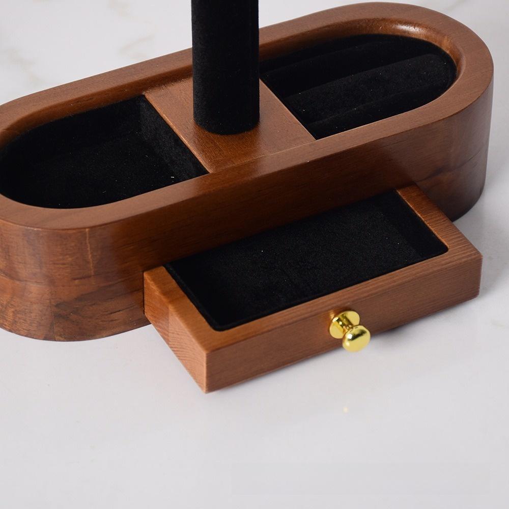 Space-saving Wooden Jewelry Organizer T-bar Design Watch Display Stand Home Use