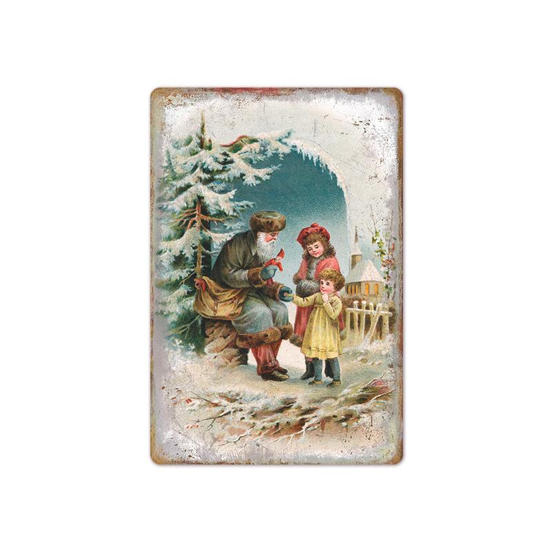 Рождественские металлические вывески, винтажный постер, жестяная вывеска, тарелка Санта-Клауса, ретро-налет, кафе-бар, паб, домашний декор, рождественская елка, подарок