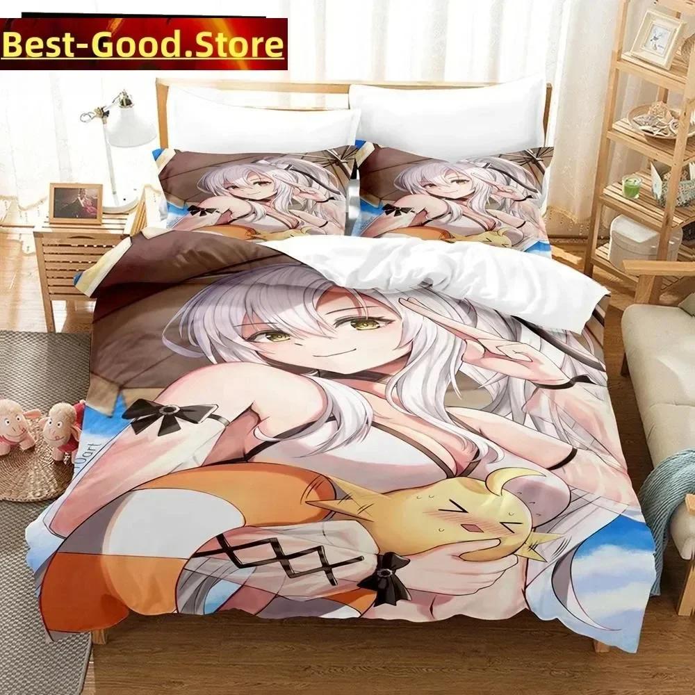 3D Аниме Azur Lane Комплект постельного белья Печатный комплект с наволочкой Пододеяльник Мягкий Односпальный Двуспальный Queen Super King Размер Спальня