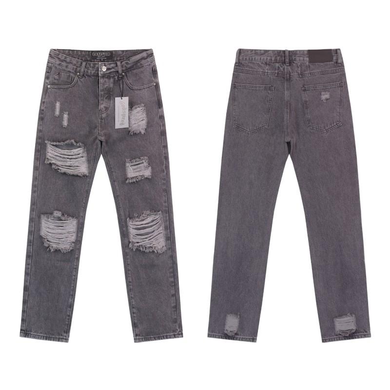 Godspeed Streetwear Denim Jeans Men Women Loose Fit Straight Cut Heavyweight Washed Distressed Ripped Cotton Blend