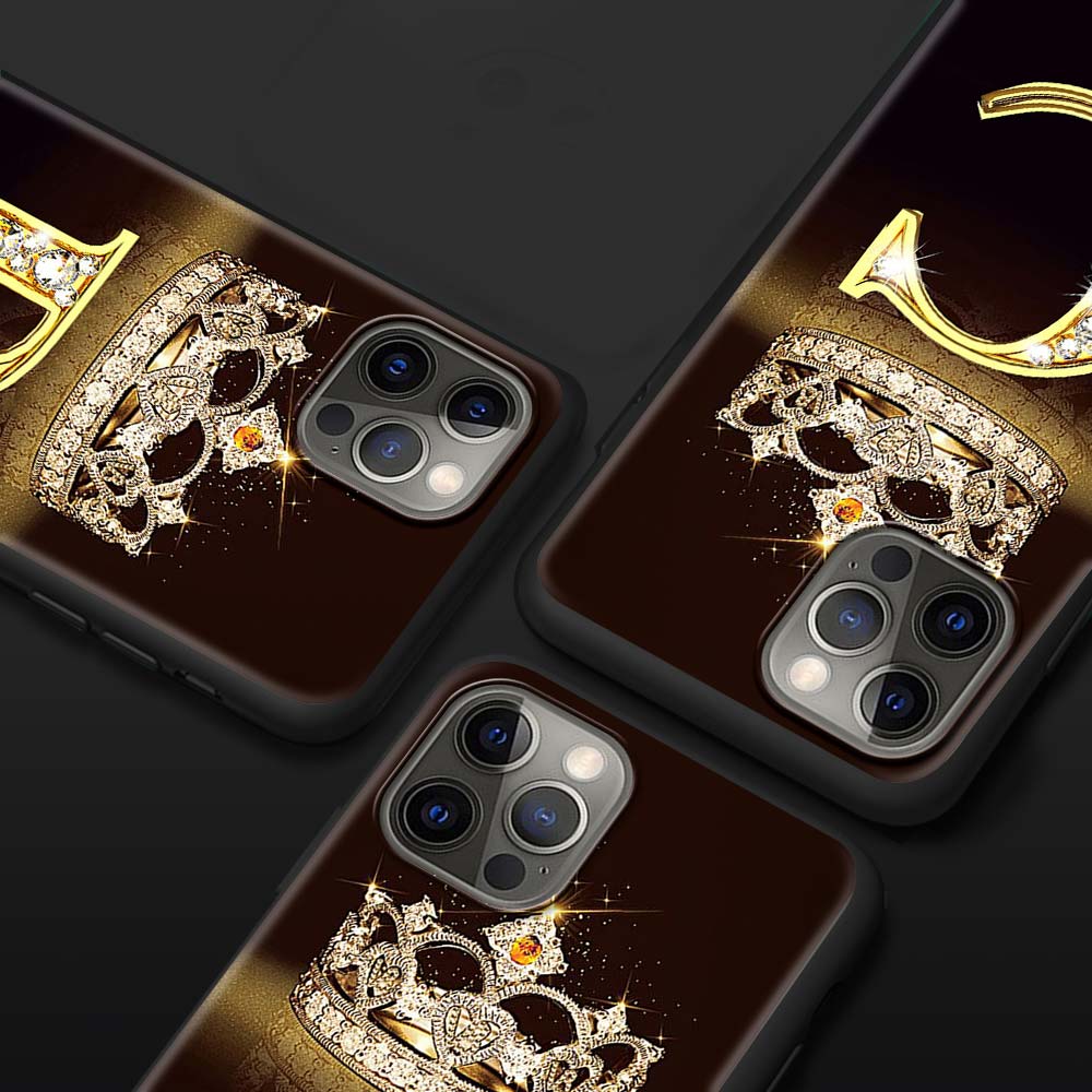 Чехол с золотым мраморным монограммой буквы для Apple iPhone 11 13 12 Pro 7 XR X XS Max 8 6 6S Plus 5 14 SE 2020 13Pro Черная крышка телефона