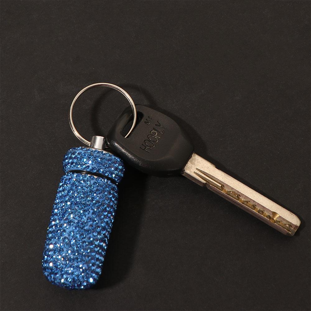 Box Rhinestones Tubes shape Waterproof Bling Pill Bottle Key Ring Pill Organizer Travel Pill Case