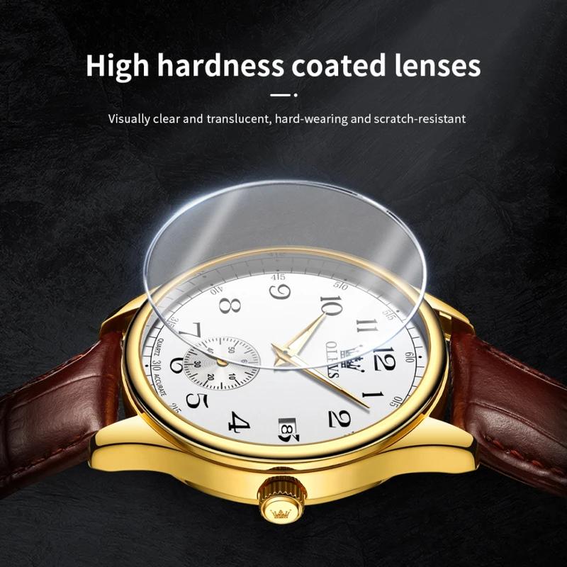 OLEVS Мужские часы кварцевые часы для мужчин кожаный ремешок роскошные деловые наручные часы дата водонепроницаемые арабские цифры маркеры