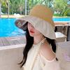 Женская модная шляпа от солнца, козырек из полиэстера с защитой от ультрафиолета, складная пляжная кепка с широкими полями, декоративные аксессуары - Коллекция Весна/Лето