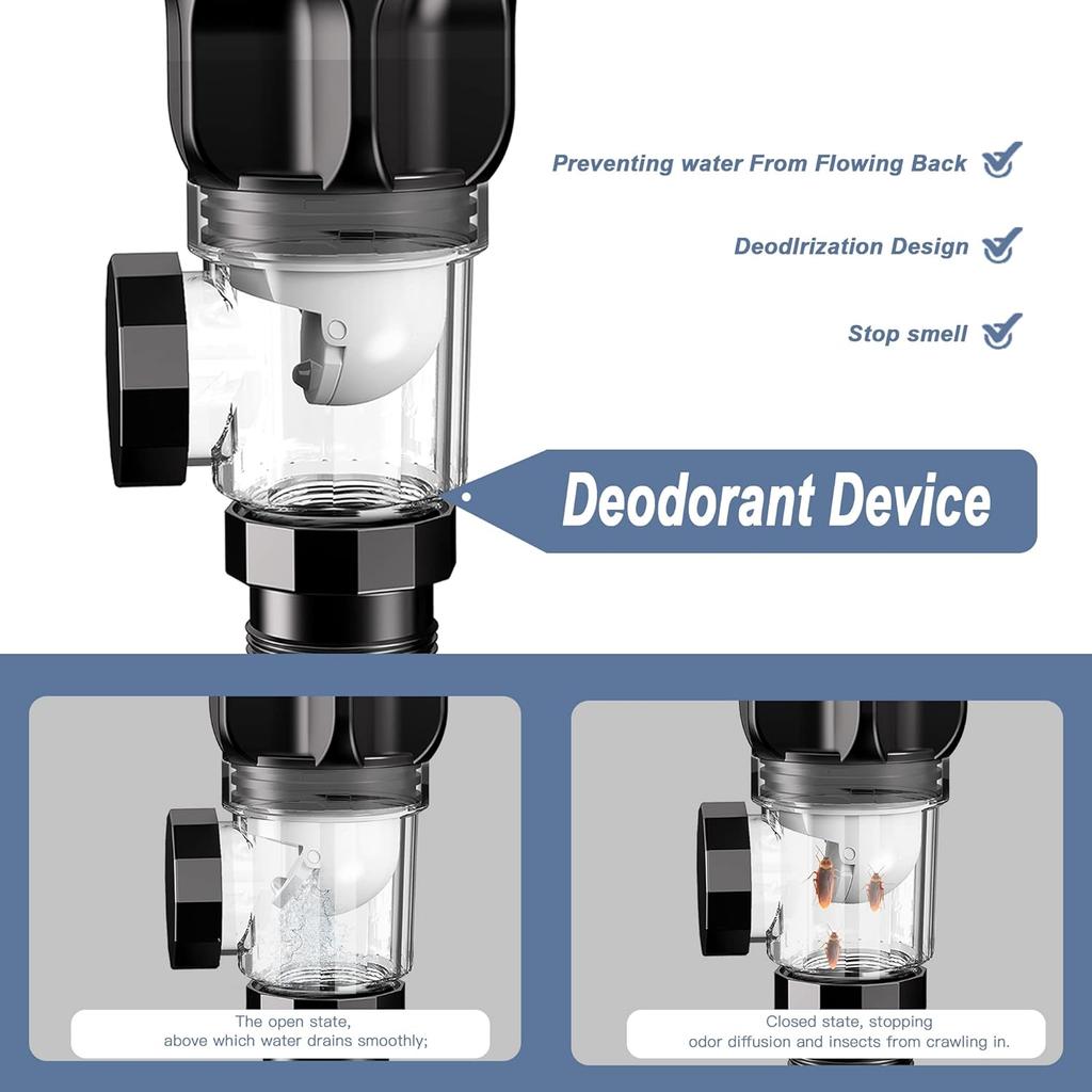 Слив для раковины, комплект для слива раковины в ванной комнате, сифон для раковины с гибким выдвижным сливным шлангом из ПВХ и выдвижной пробкой для раковины, устойчивый к запаху и насекомым