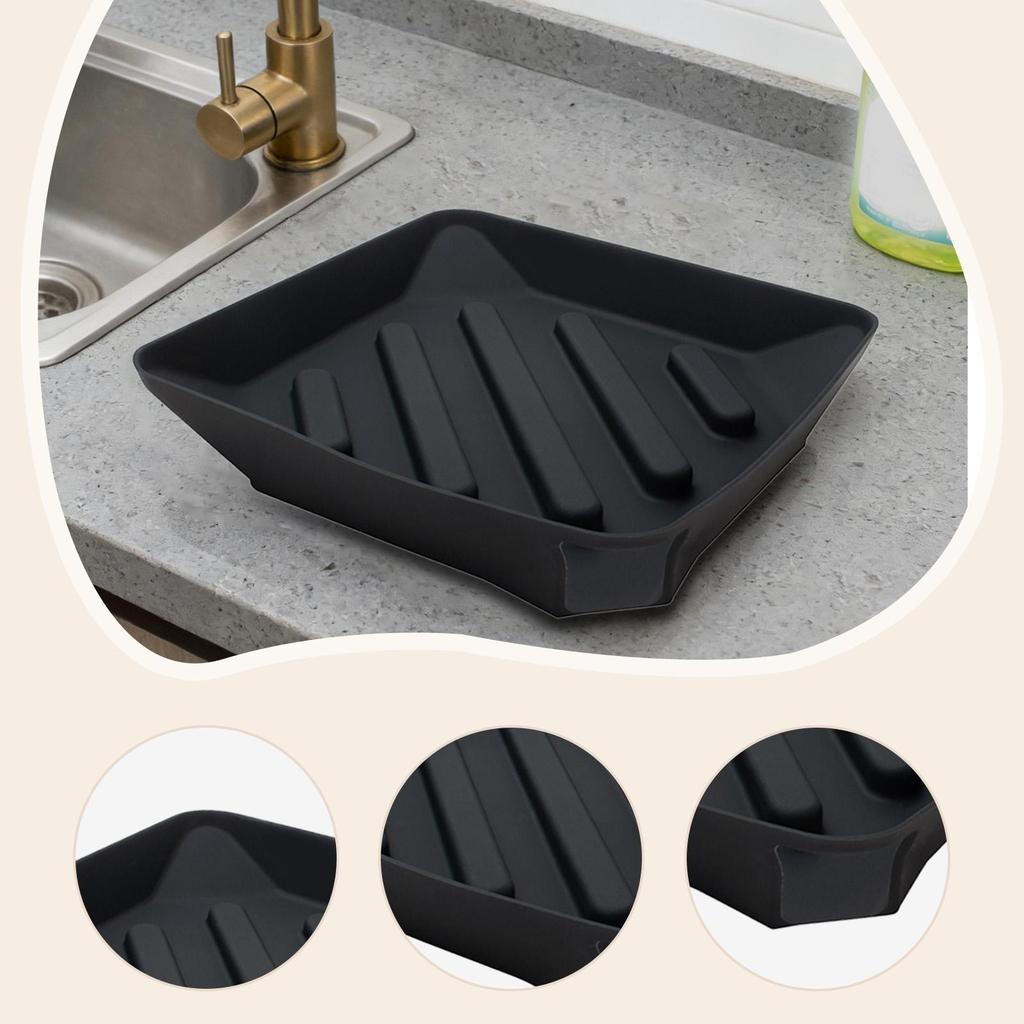 Draining Tray Silicone Sponge Holder Versatile Heat Resistant Organizer Dish Drying Mat for Kitchen Sink Area