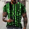Brand Men's Summer Short-sleeved Technology Empty Digital Information 3d Printed T-shirt Harajuku Fashion Size 6XL