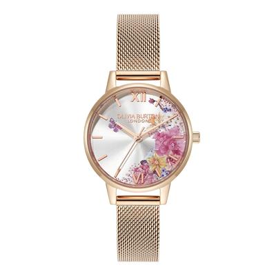 Официальный дилер Olivia Burton Signature Иллюстрированные цветочные часы из сетки цвета розового золота 24000226 30 мм [OLIVIA BURTON] Женские