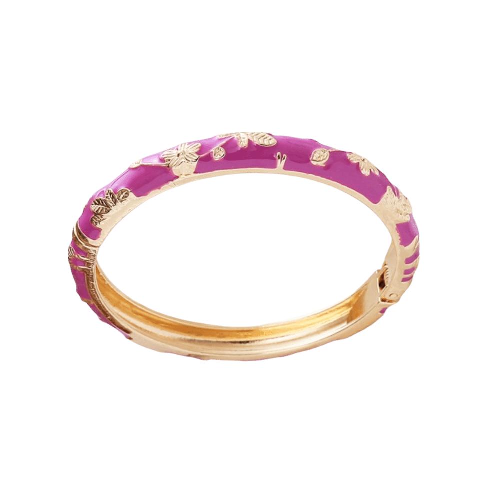 Leaf Floral Pattern Enamel Bangle Bracelet Colorful Drip Cloisonne Bracelet Beach Vacation