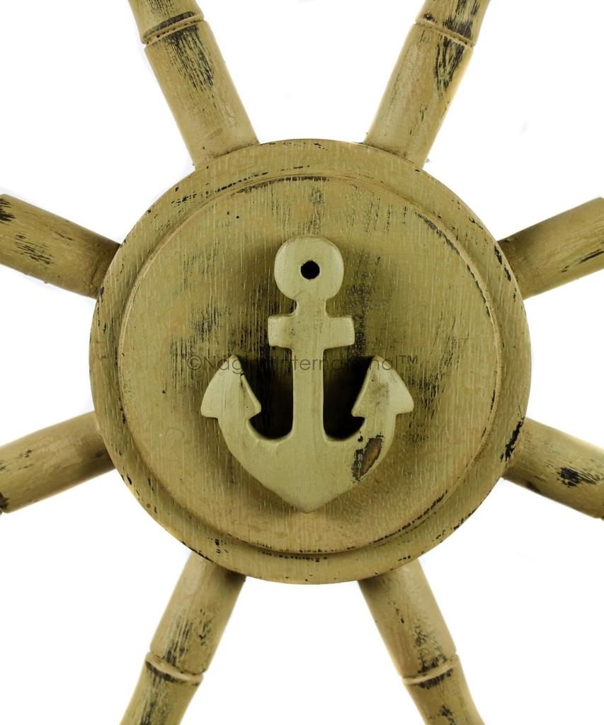 Nagina International Antique Rustic Brown Vintage Nautical Ship Wheel | Pirate's Aged Gift Decor (30 Inches) 10-E3AT-Z3ZZ