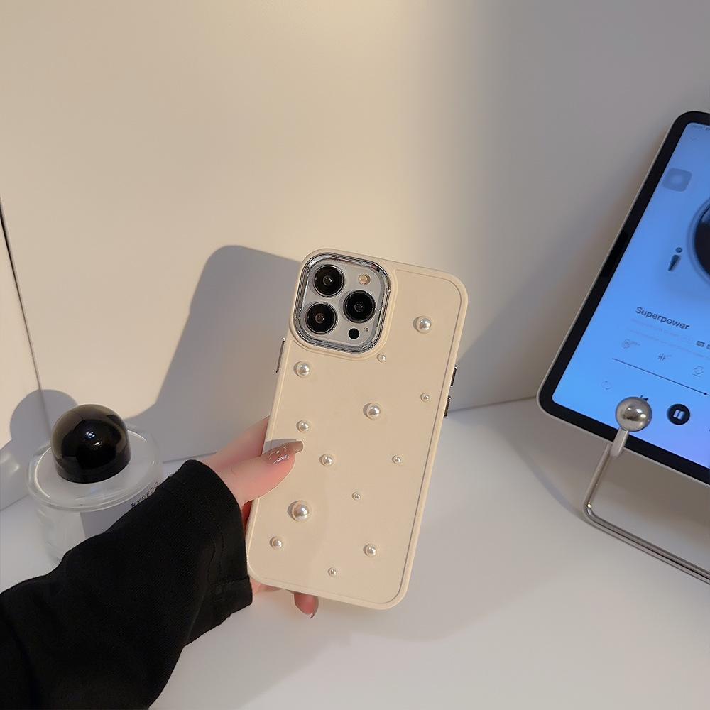 Трехмерный Жемчуг 17 Чехол для Мобильного Телефона Apple Iphone16 Простой 11 Гальванический 12 Легкая Роскошь 15promax Подходит для X/13