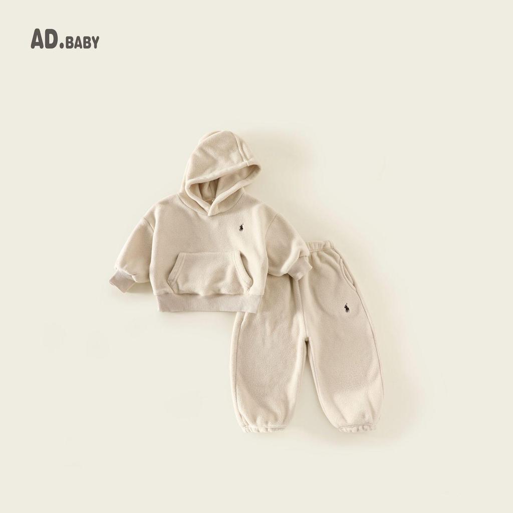 Детский флисовый комплект в корейском стиле Осень/Зима 2025: Удобный, приятный к коже свитшот и спортивные штаны для девочек и мальчиков.