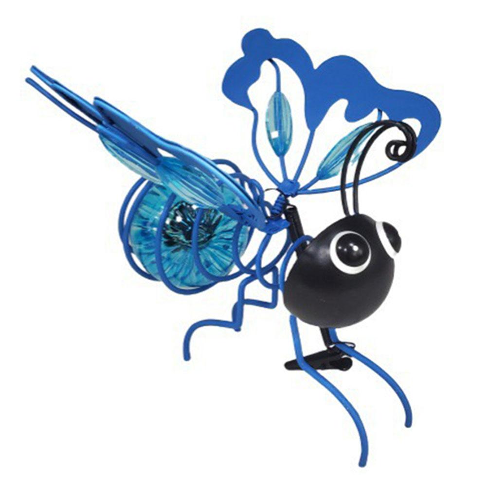 Подвесной садовый светильник в виде пчелы на солнечной батарее, декоративный уличный светильник-фигурка, металлический садовый светильник-статуэтка для патио, балкона, двора