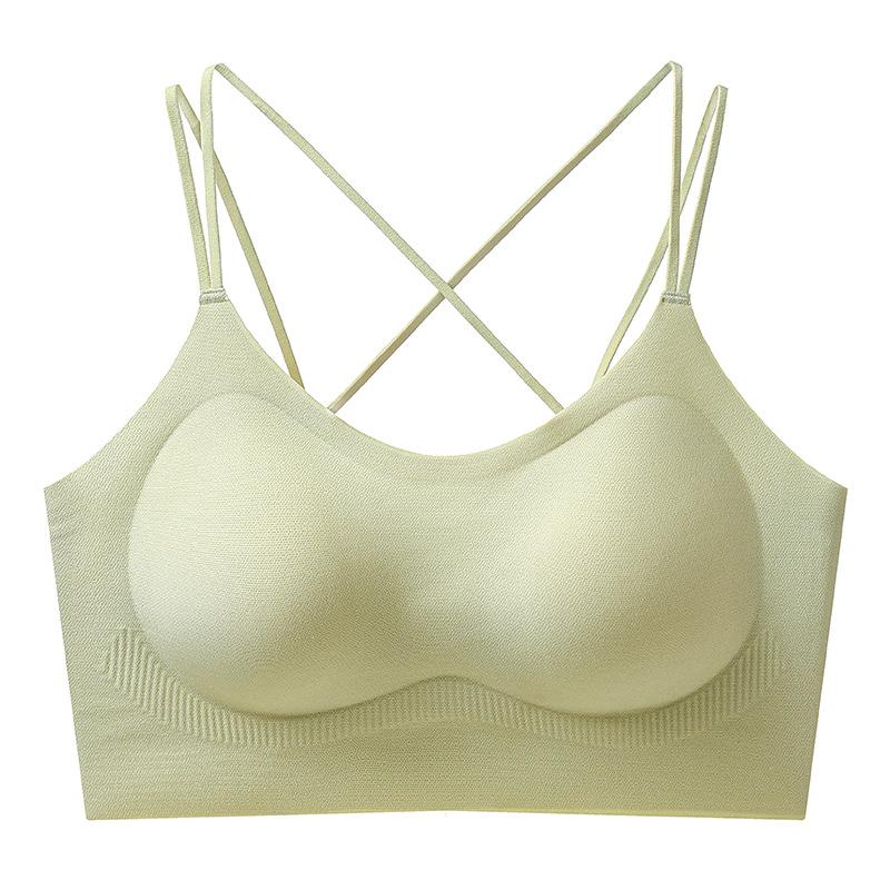 Spring seamless ice silk suspender underwear thin shoulder strap cross beautiful back breathable no steel rim comfortable vest