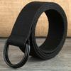 Double Ring Buckle Canvas Belt Men's and Women's BlackDType Buckle Cloth Fabric Belt Semicircular Ring Lengthened Canvas Pant