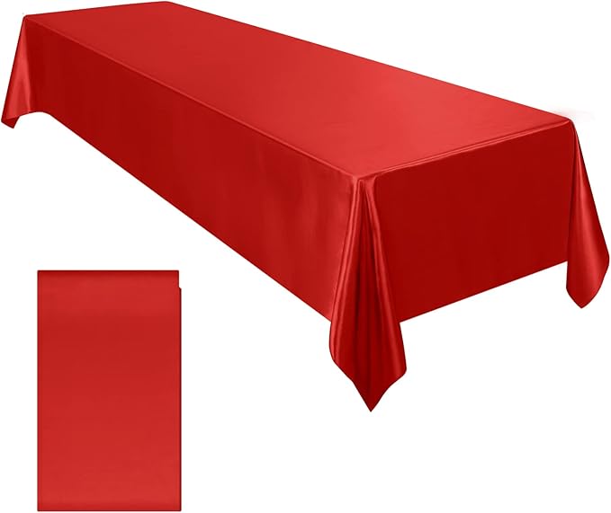 Table Cover Satin Tablecloth Soft Overlay Wedding Satin Large  Bright Smooth Silk Rectangle Christmas Banquet Anniversary Dining Party Table Decor