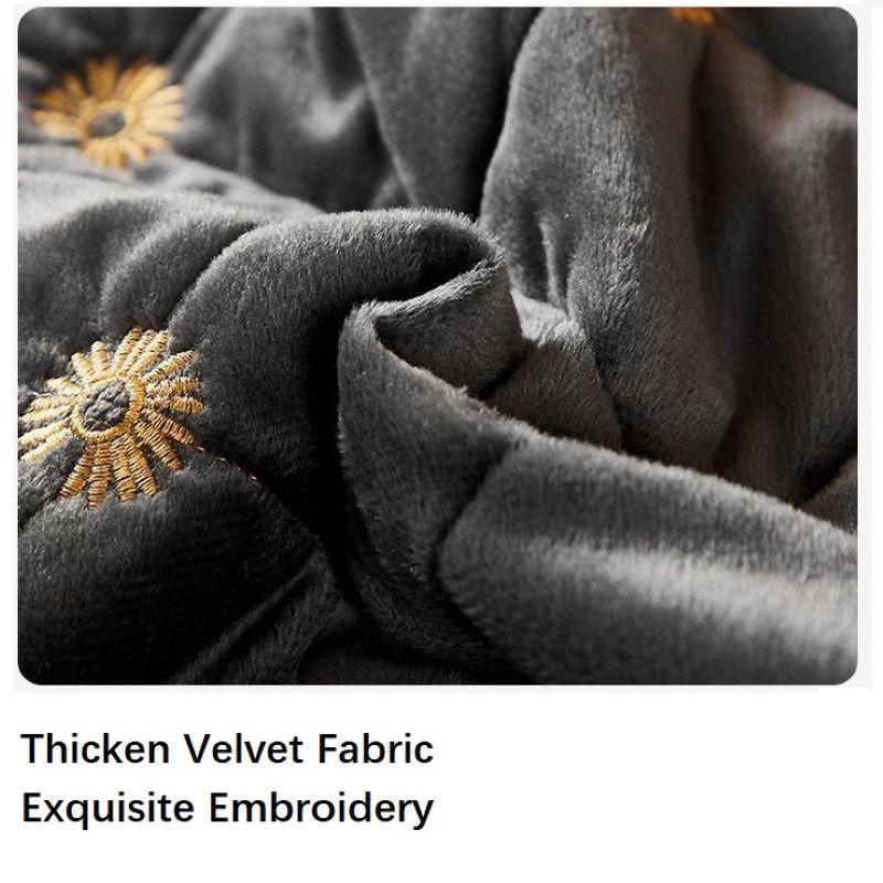 Роскошная утолщенная бархатная стеганая юбка-кровать, вышитое покрывало, мягкая короткая плюшевая простыня королевского размера, не включая наволочку