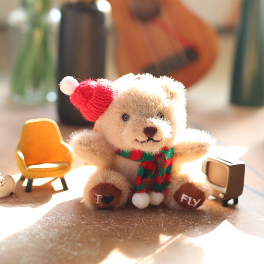 Scarf Christmas Bear Plush Doll Anti-lost Bag Decoration Christmas Hat Pendant  Kindergarten Gifts