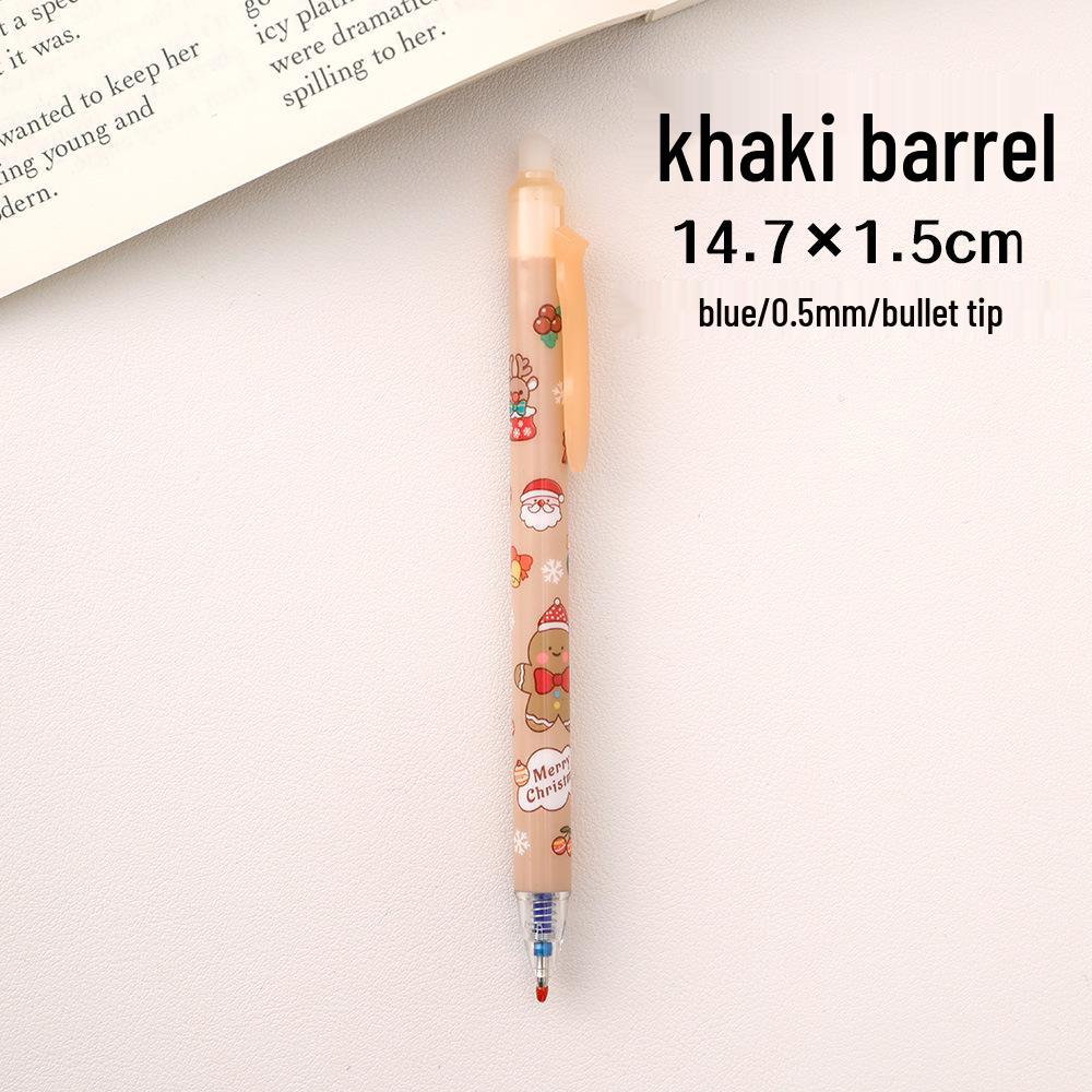 Праздничная стираемая ручка с пулевидным наконечником и кнопочным механизмом – Высокоценный студенческий рождественский канцелярский подарок