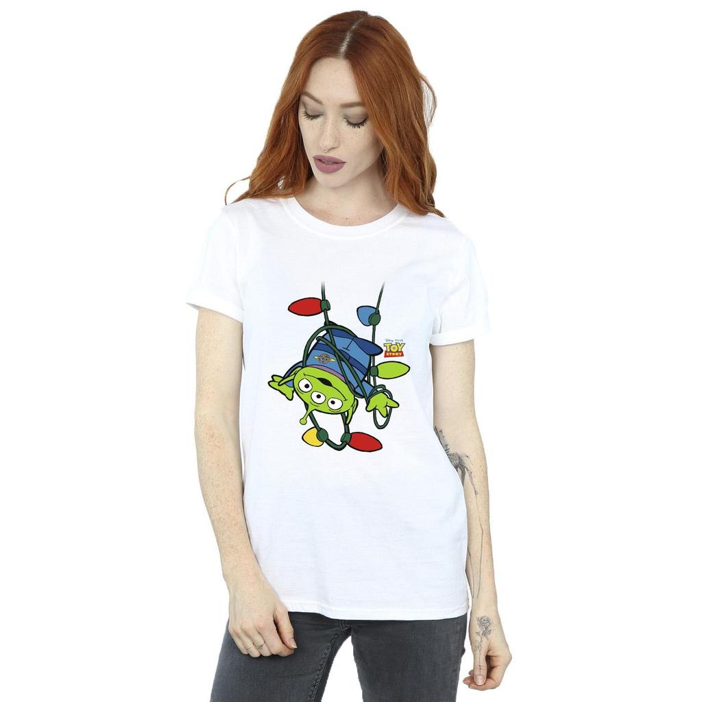 Disney Womens/Ladies Toy Story Christmas Lights Aliens Cotton Boyfriend T-Shirt