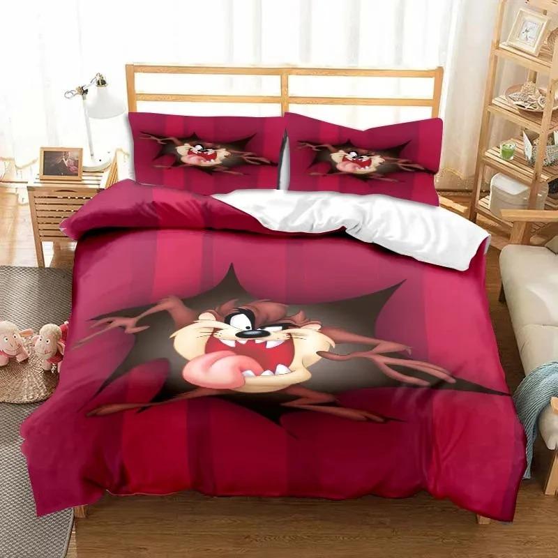 3D Принт Мультяшный Тасманский Дьявол Модный Постельный Комплект Двуспальный Полуторный Кинг Пододеяльник Одеяло Наволочка Мальчики Девочки Взрослые Спальня