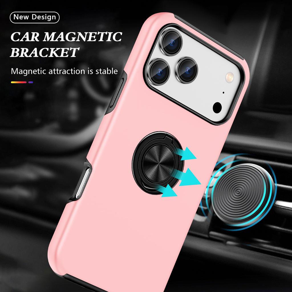 For iPhone 17 Pro Case PC + TPU Phone Cover with Rotatable Ring Holder