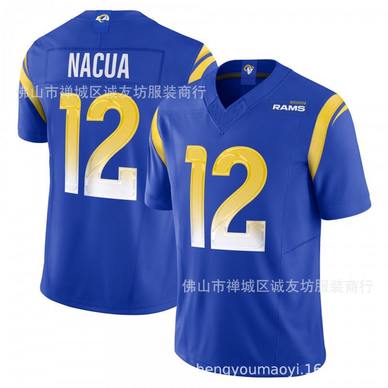3rd Gen Rugby Jersey LA Rams 12 Black Athletic Team Wear Men