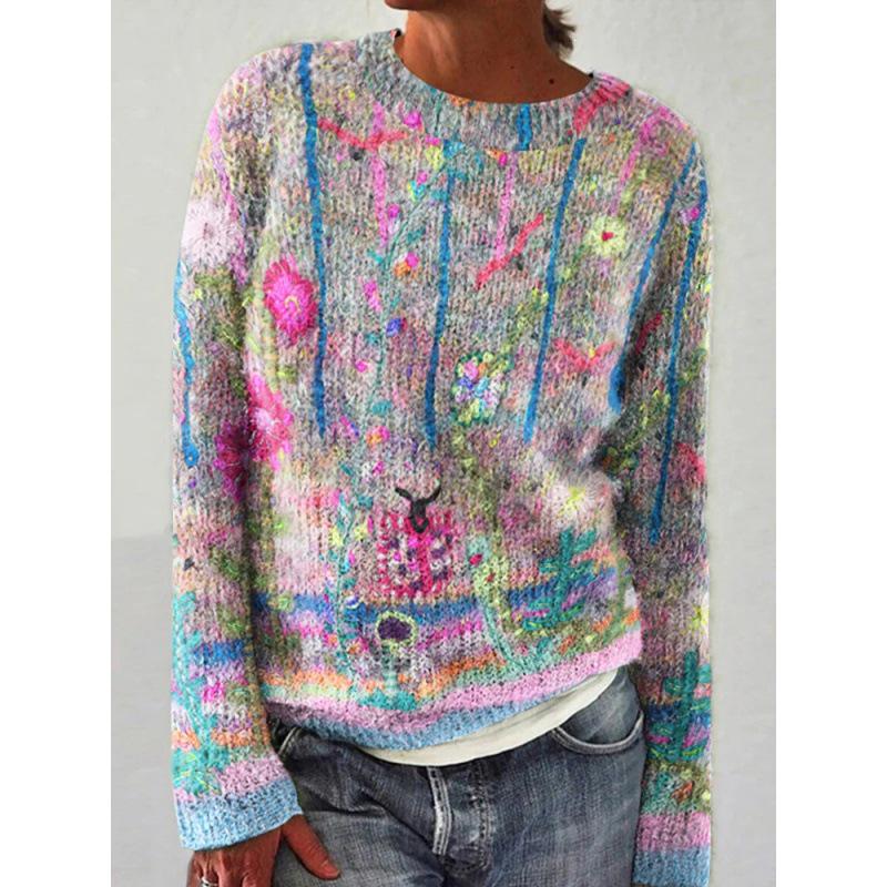 Женский повседневный вязаный джемпер с принтом