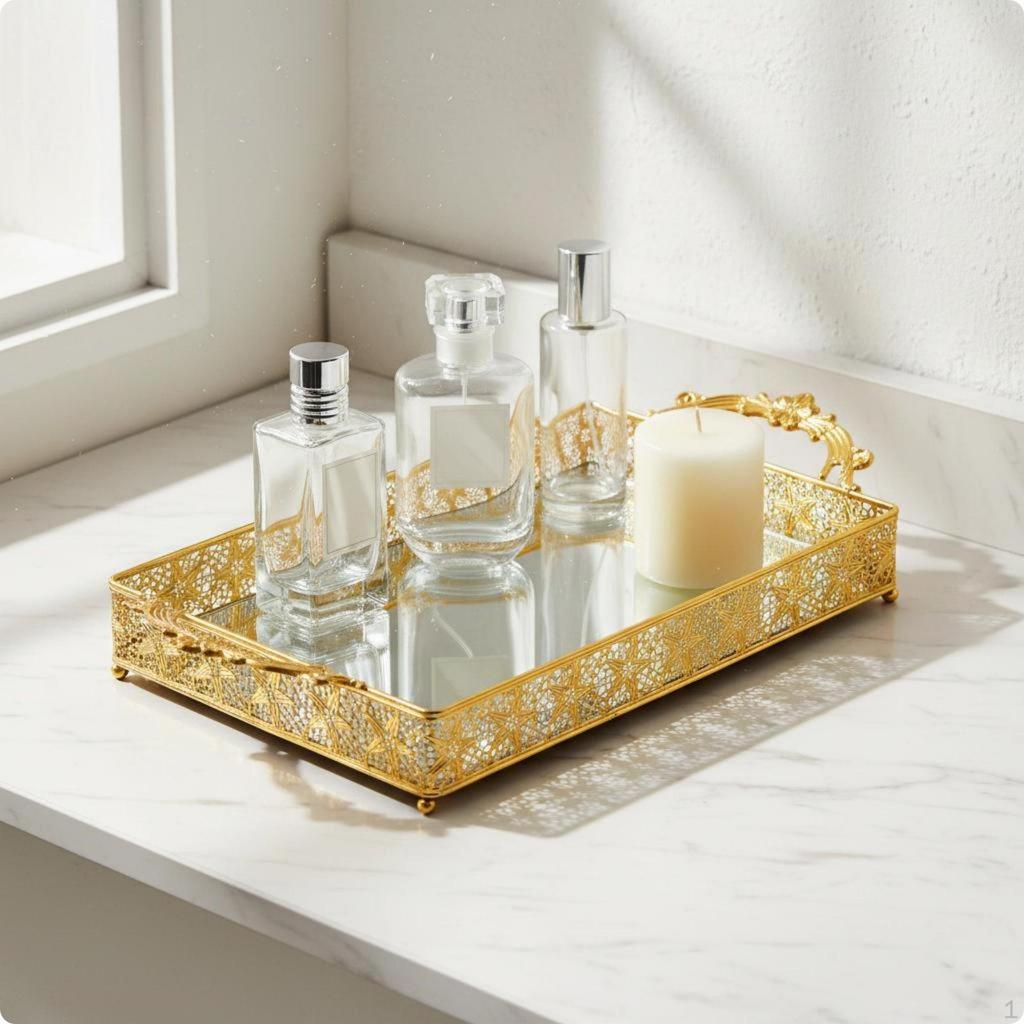 Ажурный поднос с ажурным дизайном, ornate glass, с двойной ручкой, для украшения дома, для туалетного столика,