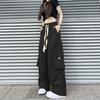 Streetwear Women Oversize Solid Cargo Pants Elastic Waist Drawcord Loose Harajuku Hip Hop Casual Wide Leg Sports Trousers